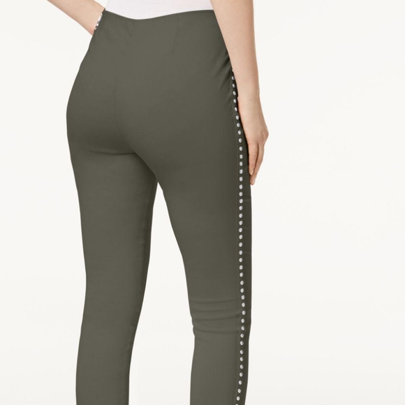 INC Studded Skinny Pull On Pants Olive Gray Beige - Picture 5 of 8